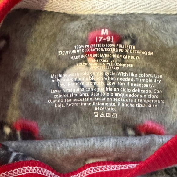 Juniors Red & Grey French Bulldog Christmas Print Pajama Set Top & Bottom Size M - Picture 6 of 6